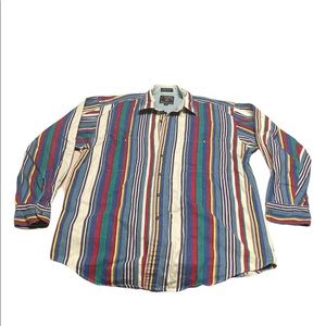 Chaps Ralph Lauren Vintage Multicolor Striped Button Down Shirt Size Large